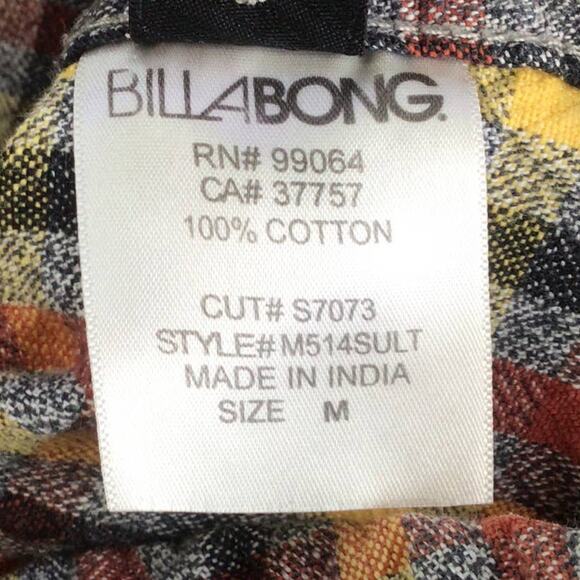 Billabong Plaid Flannel Button Up M - Picture 4 of 9